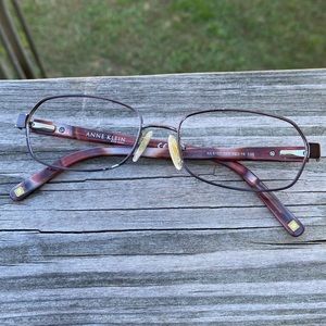 Anne Klein glasses metal rim frames red tortoise color AK9107